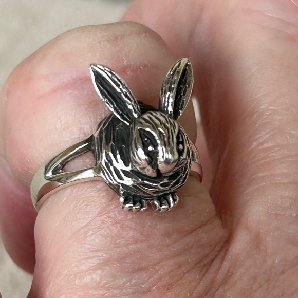 925 Sterling Silver Jewelry - 925 Sterling Silver Hand-Crafted Rabbit Ring
